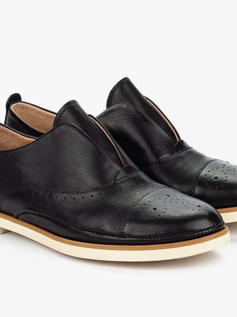 Pikolinos Pyrgos Black Leather Laceless Oxfords (Size 39)